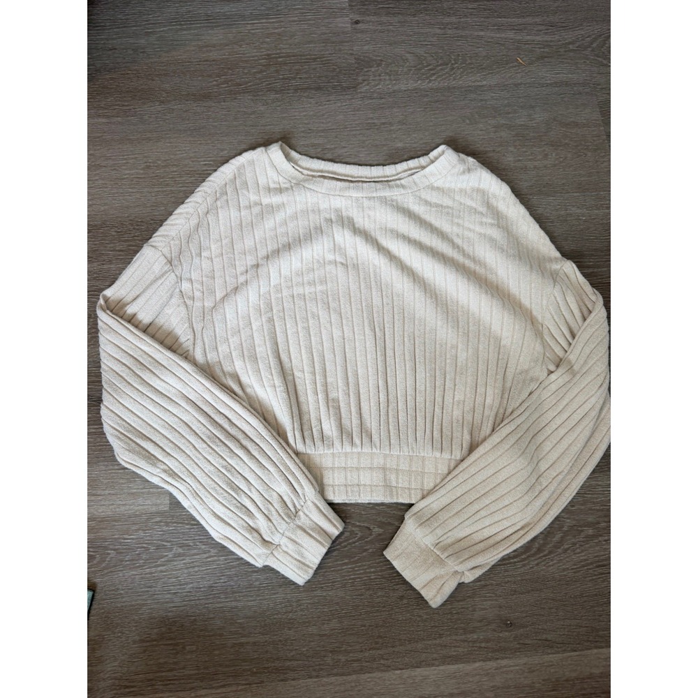 Gilly Hicks Dreamworthy Soft Sweatshirt Crop Top Sweater Beige Women's XS